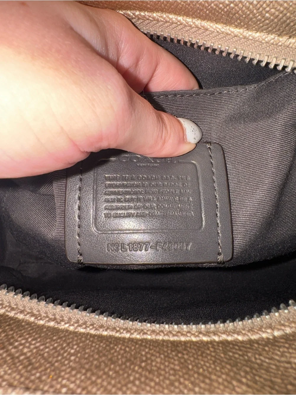 Coach Leah Metallic Gold Leather Satchel